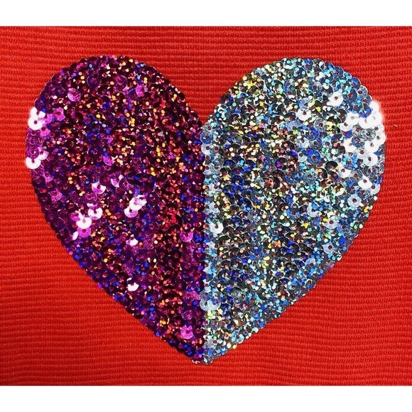 GYMBOREE Red Sequin Heart Short Sleeve Heart Dress Size M (7-8) - Picture 4 of 4